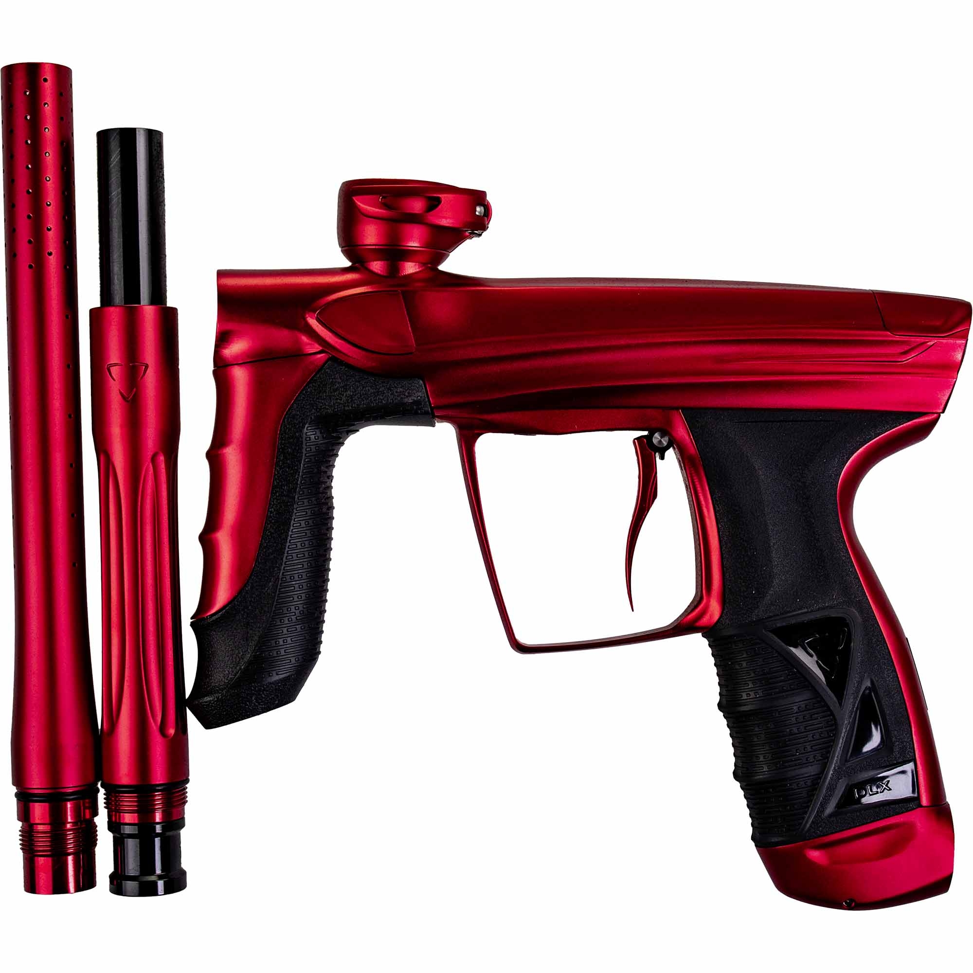 DLX Luxe® AIRE marker, dust red Pushgun, Paintball gun, Rote Farbe, Griff, Barrelenset