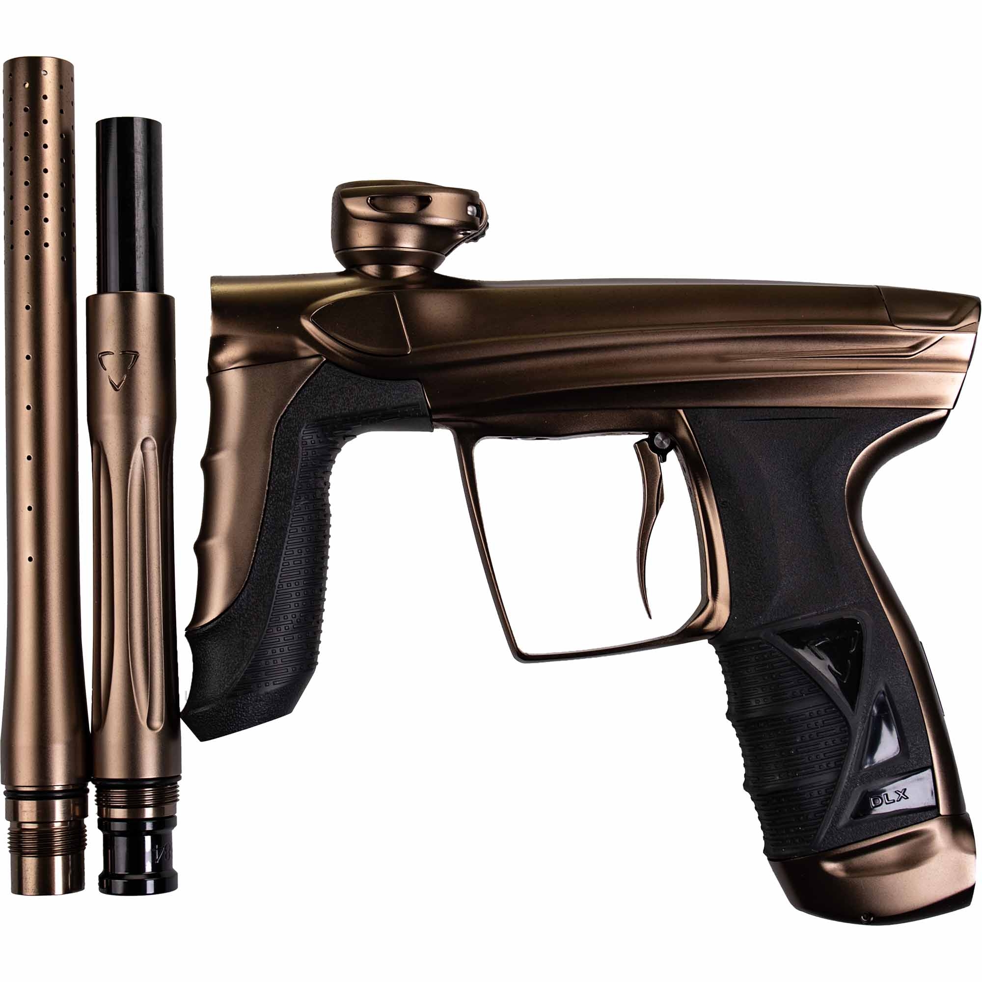 DLX Luxe® AIRE marker, dust copper Paintball-Pistole, GFP, Bronzefinish, Grifstruktur, Barrel-Erweiterungen