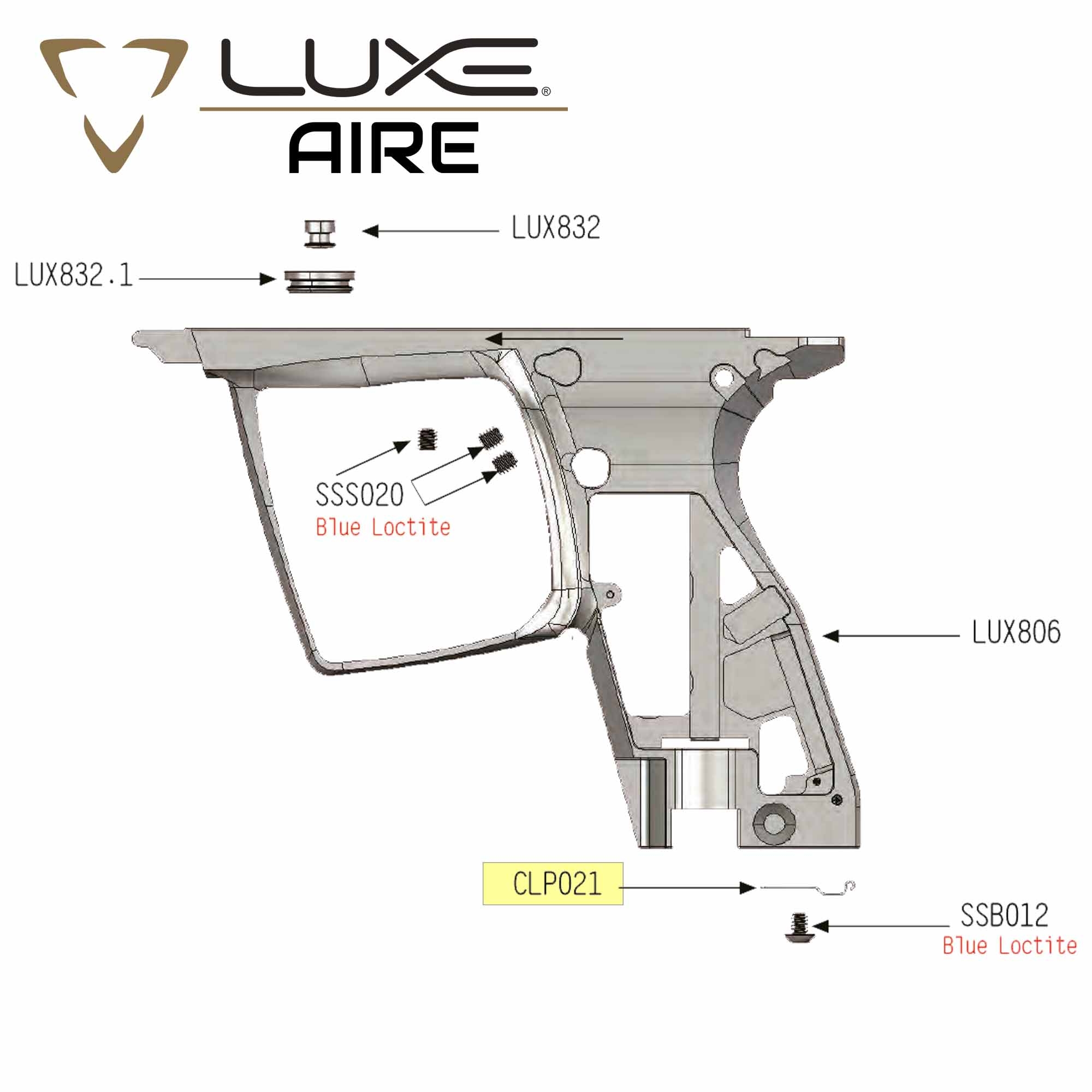 Pistolenkopf, Schäftung, Schaft, LUXE, Loctite