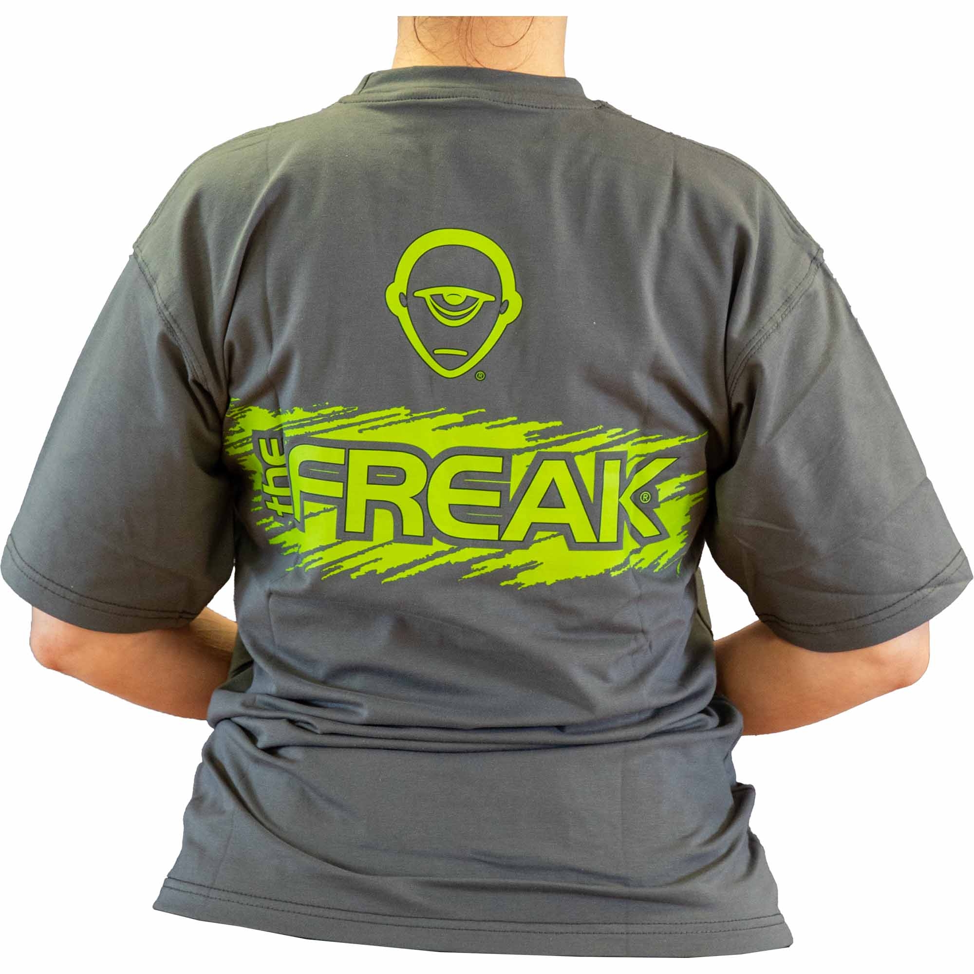 DLX T-Shirt "FREAK" gray T-Shirt, Graphic, Short Sleeve, Gray, Neon Green
