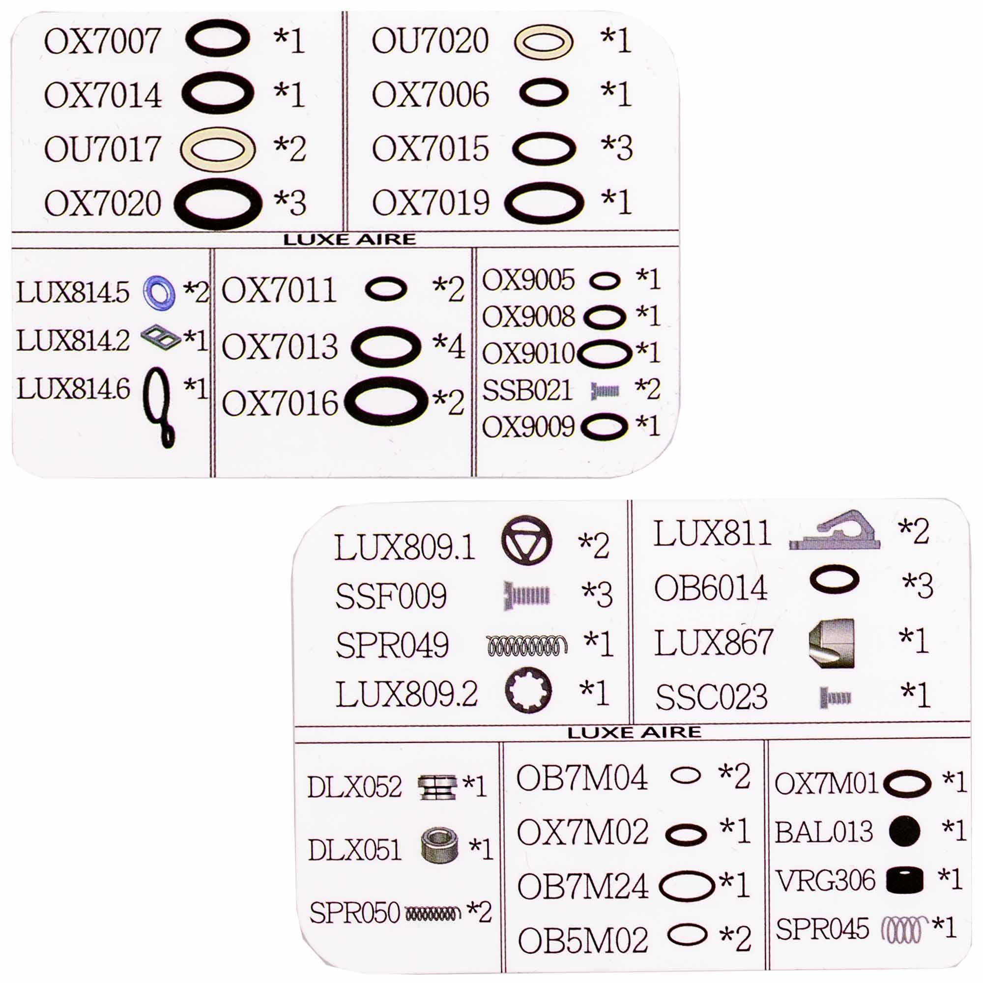 DLX Luxe® AIRE spare part kit ring, dichtung, dichtungsgummi, O-Ring, passende
