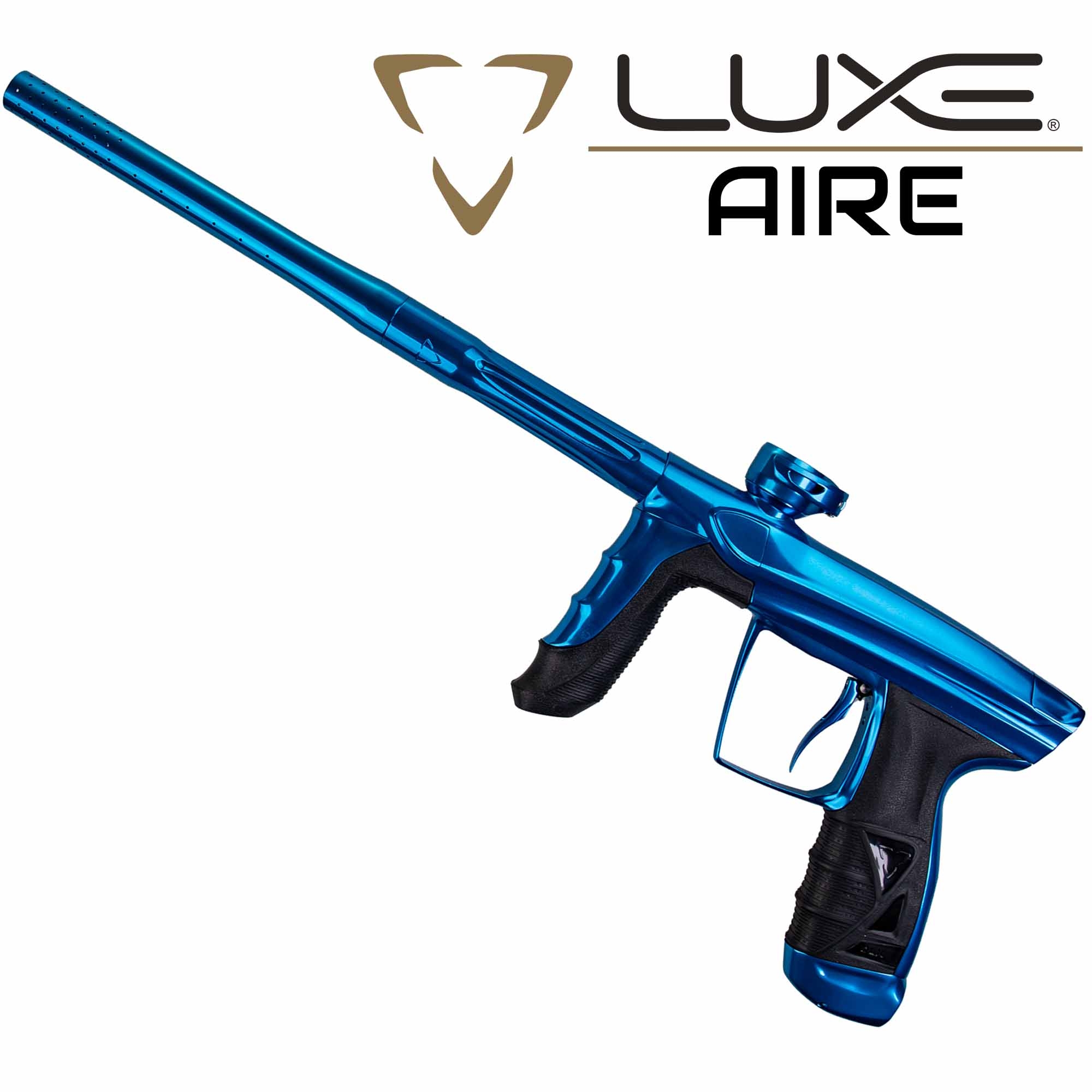 DLX Luxe® AIRE marker, polished blue paintball marker, blauer Lack, luftdruck-Kanus, Griff aus Kunststoff, langen Lauf