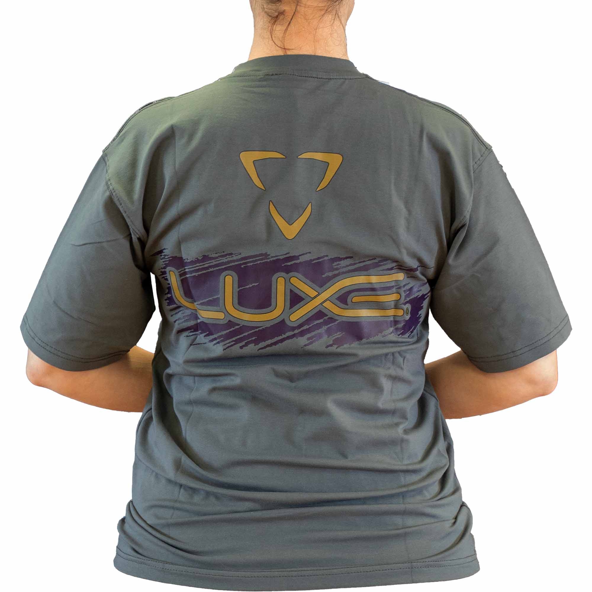 DLX T-Shirt "LUXE" gray T-Shirt, Kurzarm, Grafik shirt, Grau, Rückenansicht