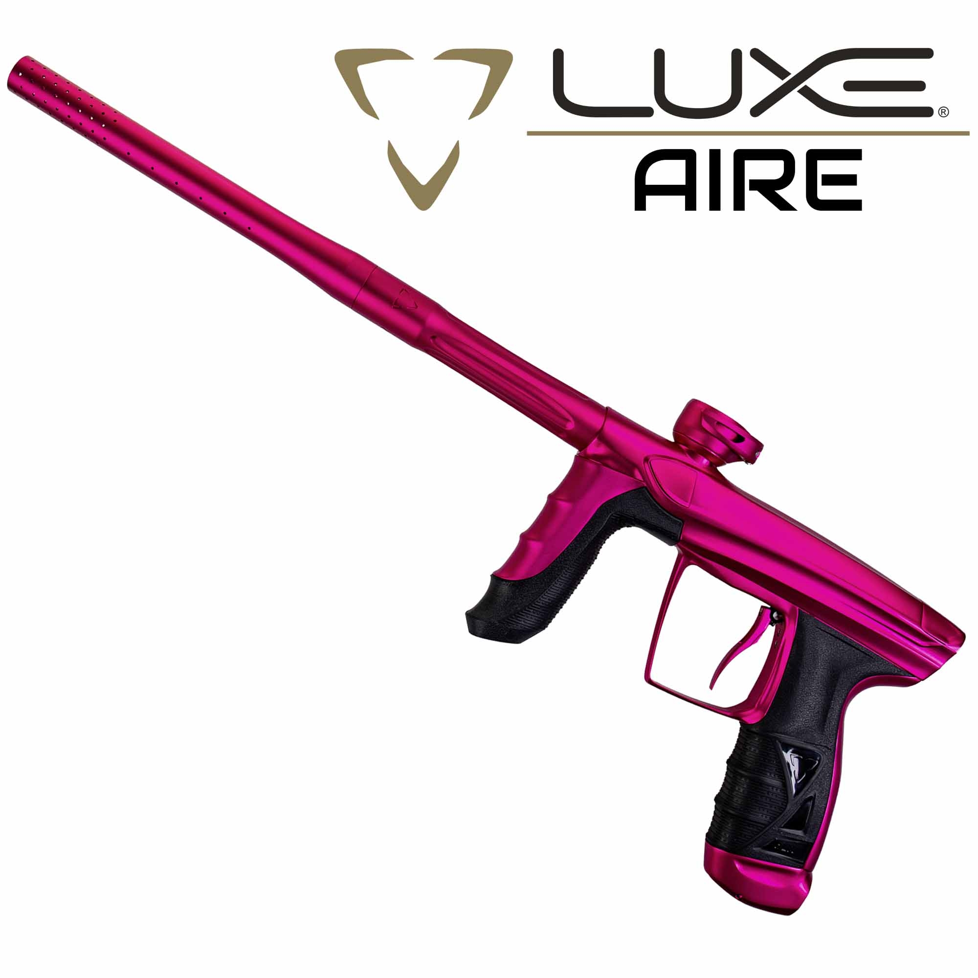Paintball-Waffe, Pistolengriff, Langer Lauf, Magenta Farbe, Zweckgriff Schwarz