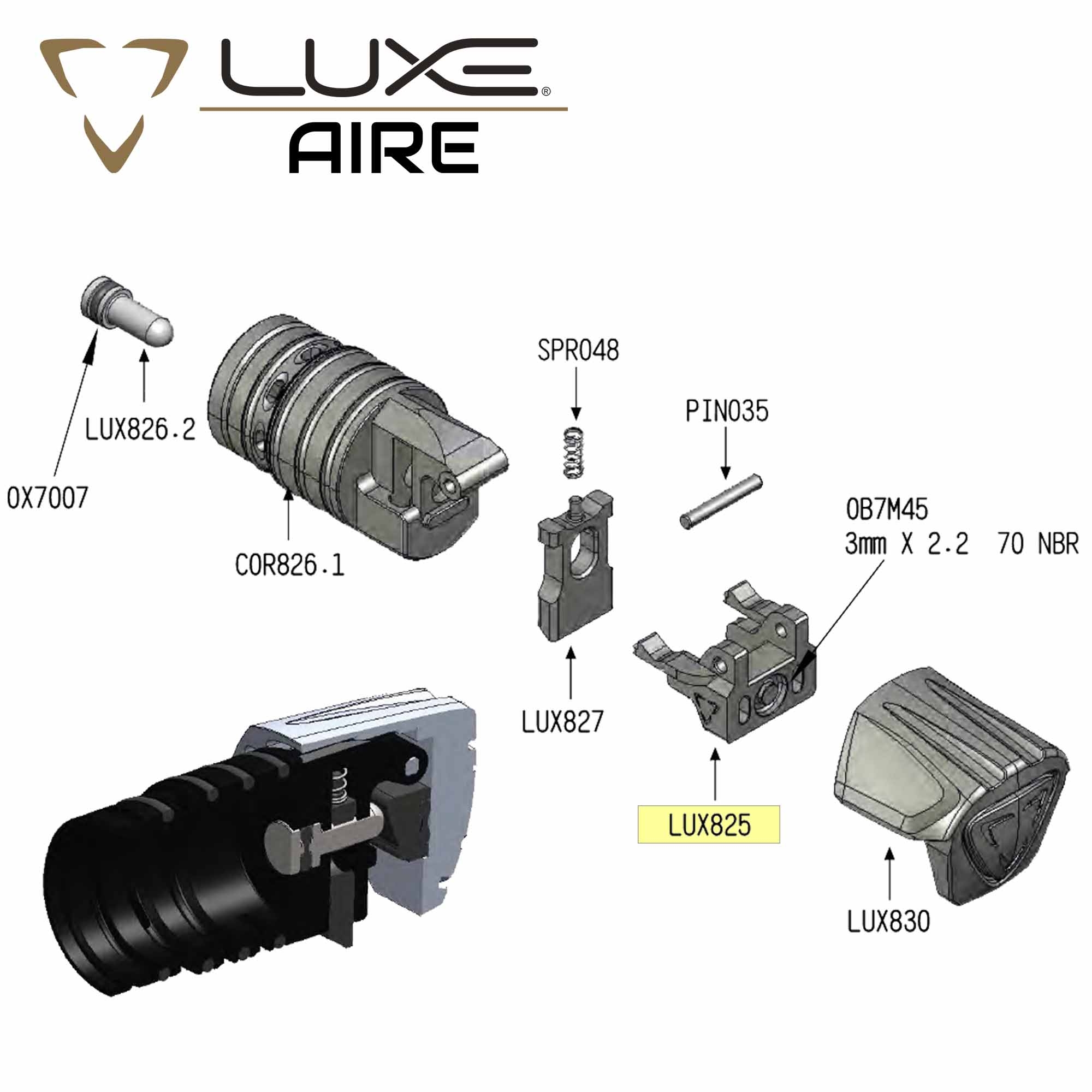 Luxe Air, Schnittstelle, Düsenkopf, Kupplung, Klingensatz