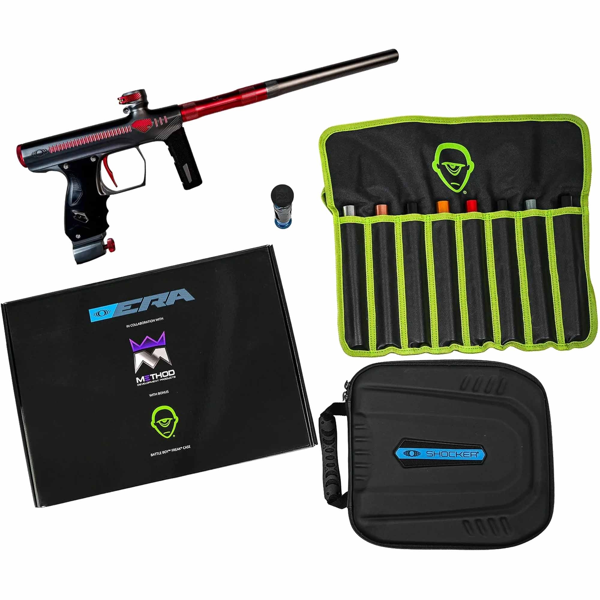 SP Shocker® Method ERA marker, black/red Paintball Marker, CO2/HPA Gun, Paintball Kit, Tool Set, Carrying Case